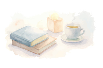 Watercolor books, coffee, and cozy scenes