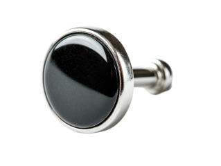 Polished round black onyx knob with chrome bezel