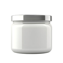 Elegant Cream Jar with Silver Lid for Food Packaging Concept