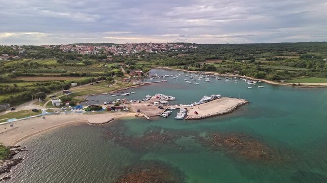 Drone video of Uvala Kuje, Ližnjan in Istria, Croatia