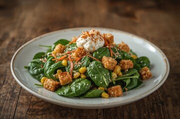Corn and carrot tossed spinach salad