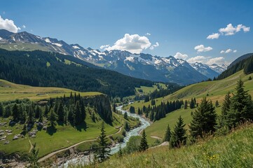 Breathtaking panorama of alpine mountains in the heart of Europe