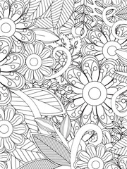 Stress relief flower coloring pages for adults 