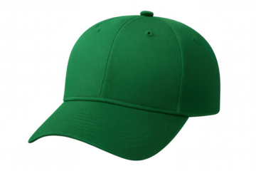 Classic green baseball cap isolated on transparent background, ideal for showcasing designs and logos