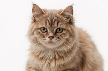 Obraz premium Folded-eared cat on a white backdrop.
