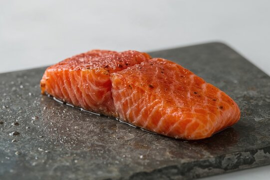 Close-up of a red fish salmon steak