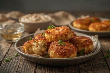Fried salt cod balls, traditional bacalao fritters