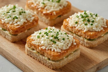 Granulated White Cheese and Chive Sandwiches for a Nutritious Morning Meal