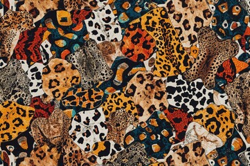 Seamless 2D pattern featuring indigenous textiles and exotic animal hides