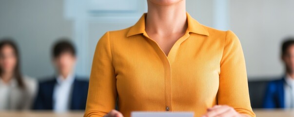 Woman in Yellow Job Interview Panel, Job, Recruitment