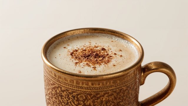 Macroscopic shot of an authentic spiced karak or masala tea drink