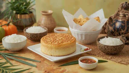 Asian Rice Cake Wajik Displayed on White Surface