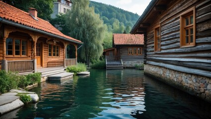 Obraz premium Traditional Sopot Homes Showcasing Bulgarian Revival Architecture