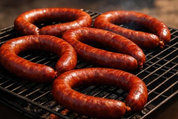 Homemade traditional smoked sausage made from pork