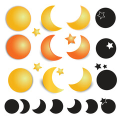 Set of moon and stars icons