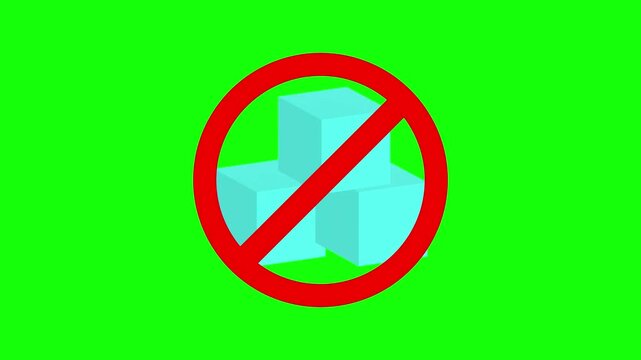Animation of a pile of sugar being crossed out as a symbol of sugar free.