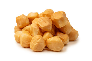 Piece of cheese isolated on white bacckground.