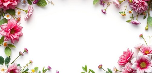 Serene floral frame surrounds blank paper; ideal for journaling or art inspiration, bouquet, peaceful