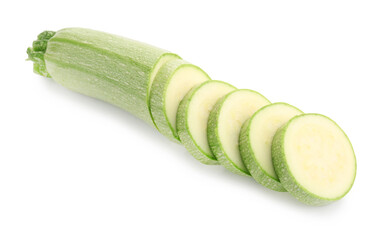 One fresh cut zucchini isolated on white