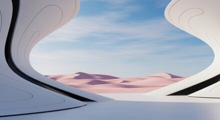 Gentle abstract swirls of soft blues and pink with delicate floating elements