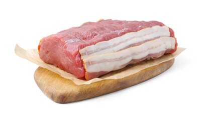 Piece of raw beef meat isolated on white