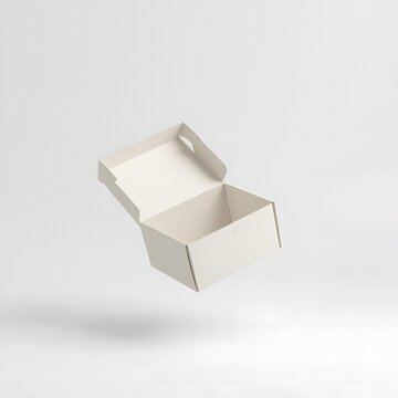 Open gift box levitating with soft shadow isolated on bright white seamless studio background