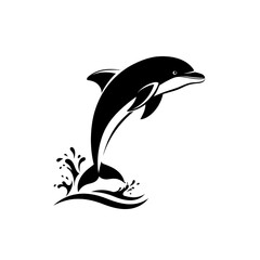 Dolphin Jumping Outline on Transparent Background for Graphic Designs