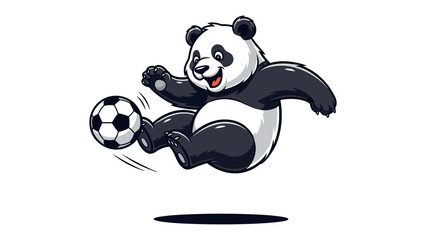 Panda Playing Soccer: A playful panda with a football in this vector style, embodies the fun of sports and animal antics.