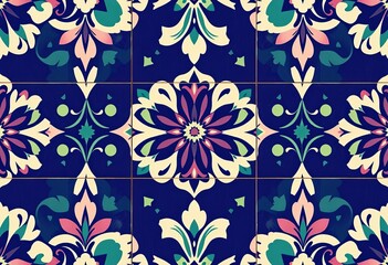 Elegant floral ceramic tile pattern, seamless design ,  art,  tile design