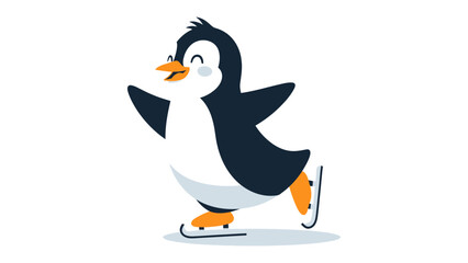 Joyful Penguin on Ice Skates: This charming image captures a delightful penguin gracefully gliding on ice skates, embodying pure joy and whimsical winter fun.
