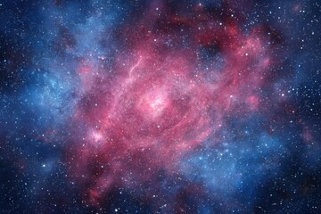 Fototapeta premium Cosmic Nebula Cloudscape with Pink and Blue Hues, Deep Space Galaxy, Starfield, Stellar Formation, Astronomical View