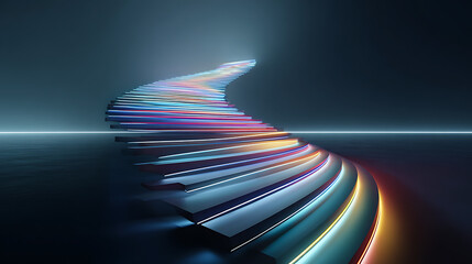 Illuminated steps ascending towards innovation futuristic environment digital art abstract viewpoint technology concept