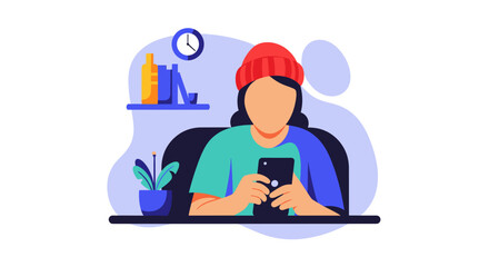 Modern person in a casual setting using a smartphone, connecting digitally. Ideal for concepts of communication, remote work, and contemporary lifestyle.