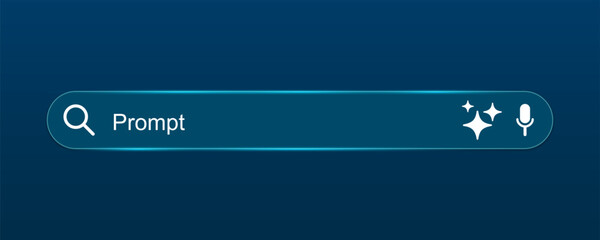 Modern generative AI bar in transparent glass style, search interface element