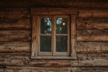 Close-up of a vintage wooden house window