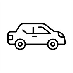 Simple line art icon of a sedan car