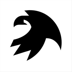 Stylized black eagle head silhouette on white background