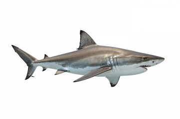 Fototapeta premium Lone shark on a plain white backdrop