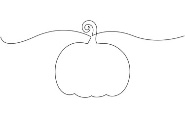 One continuous single-line drawing of a pumpkin sign. 
