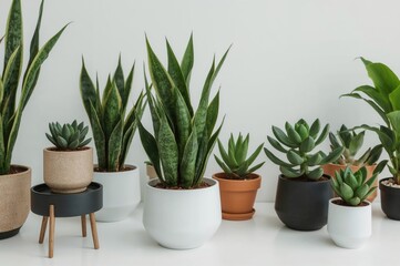 Obraz premium Indoor greenery comes in different sizes, from tiny succulents perfect for tabletops to bigger types that brighten up a room's corner.