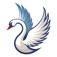 Swan Flying Line Art Vector