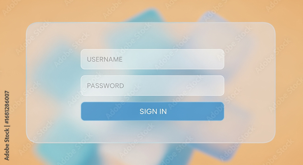 Poster frosted glass login form with username and password fields and sign in button
