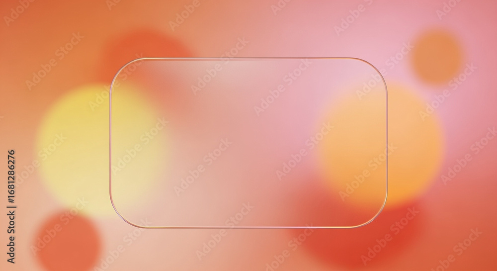 Poster abstract blurred background with glass rectangle and bokeh effect