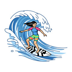 Surfing Adventure: A person gracefully rides a wave, showcasing the thrill and energy of the ocean. 