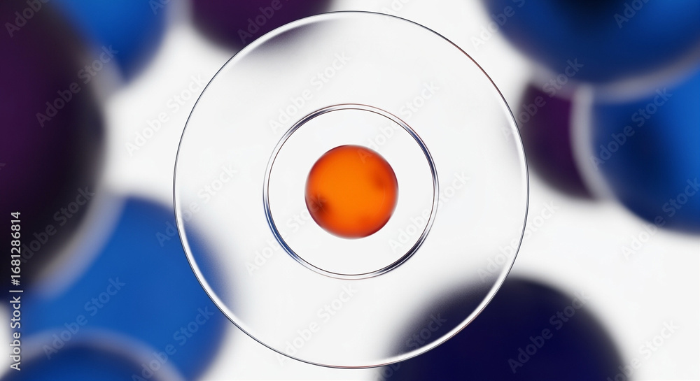 Poster abstract atom model with nucleus and electrons in science concept