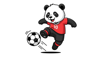 Panda Kicking Soccer Ball: A cheerful illustration showcasing a panda skillfully kicking a soccer ball, capturing the spirit of playful competition.  © azizunnahar