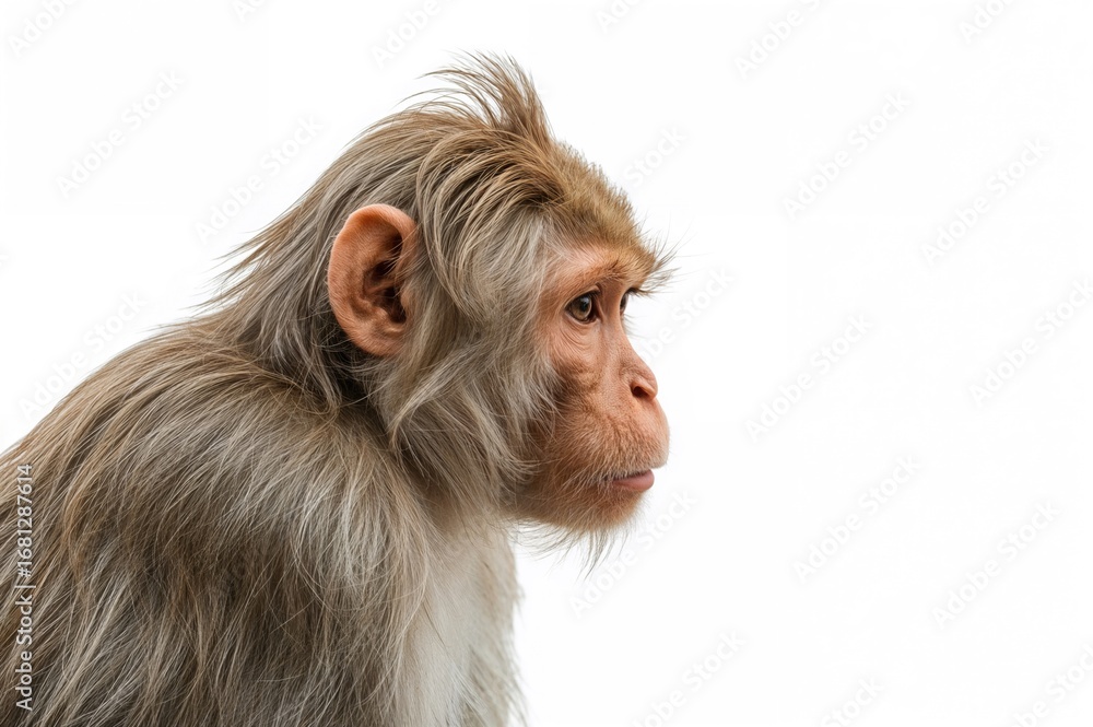 Poster side view of a primate with blank background
