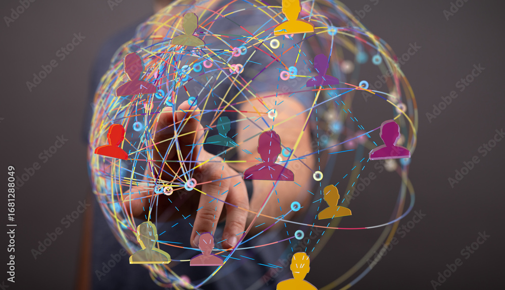 Aufkleber visual representation of a global network connecting diverse individuals.