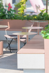 Simple style outdoor coffee table in the sun