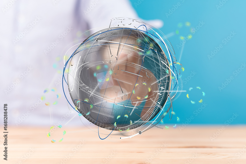 Poster abstract image of global network connection, digital world, technology concept.